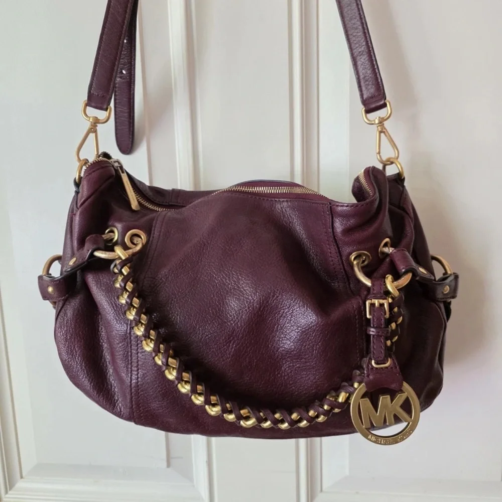 Michael Kors Burgundy Leather Shoulder Bag